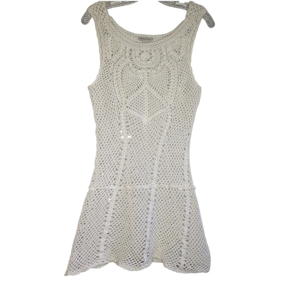 Boston Proper Crocheted Off-White Beach Cover-Up Boho Resort Festival Vacation